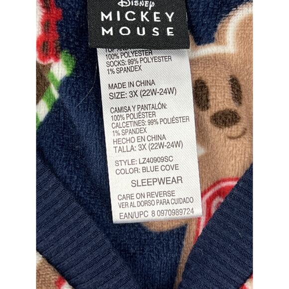 Disney Mickey Mouse Gingerbread House Two-Piece Pajama Set Sleepwear Womens 3X - Picture 4 of 11